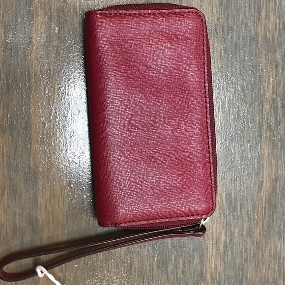 Coach Red Crossgrain Leather Wristlet - Picture 2 of 10